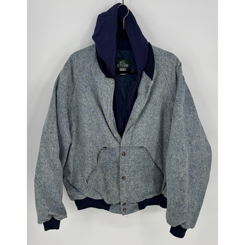 Vtg 80’s-90’s Bass Pro Shops Outdoors Hooded Jacket XL Acid Wash USA Insulated